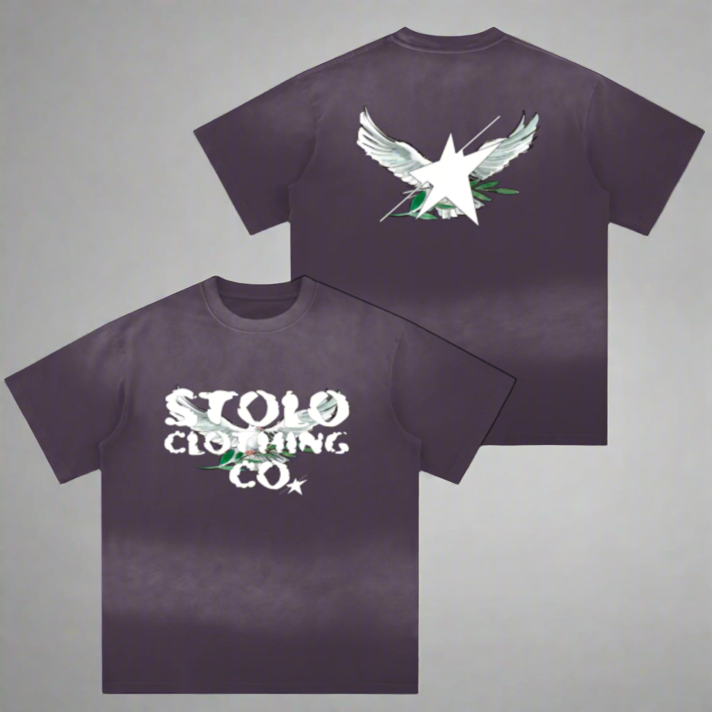 Limited Edition Stolo Clothing Co Birdies Sun Faded Hand-Frayed Cotton Tee