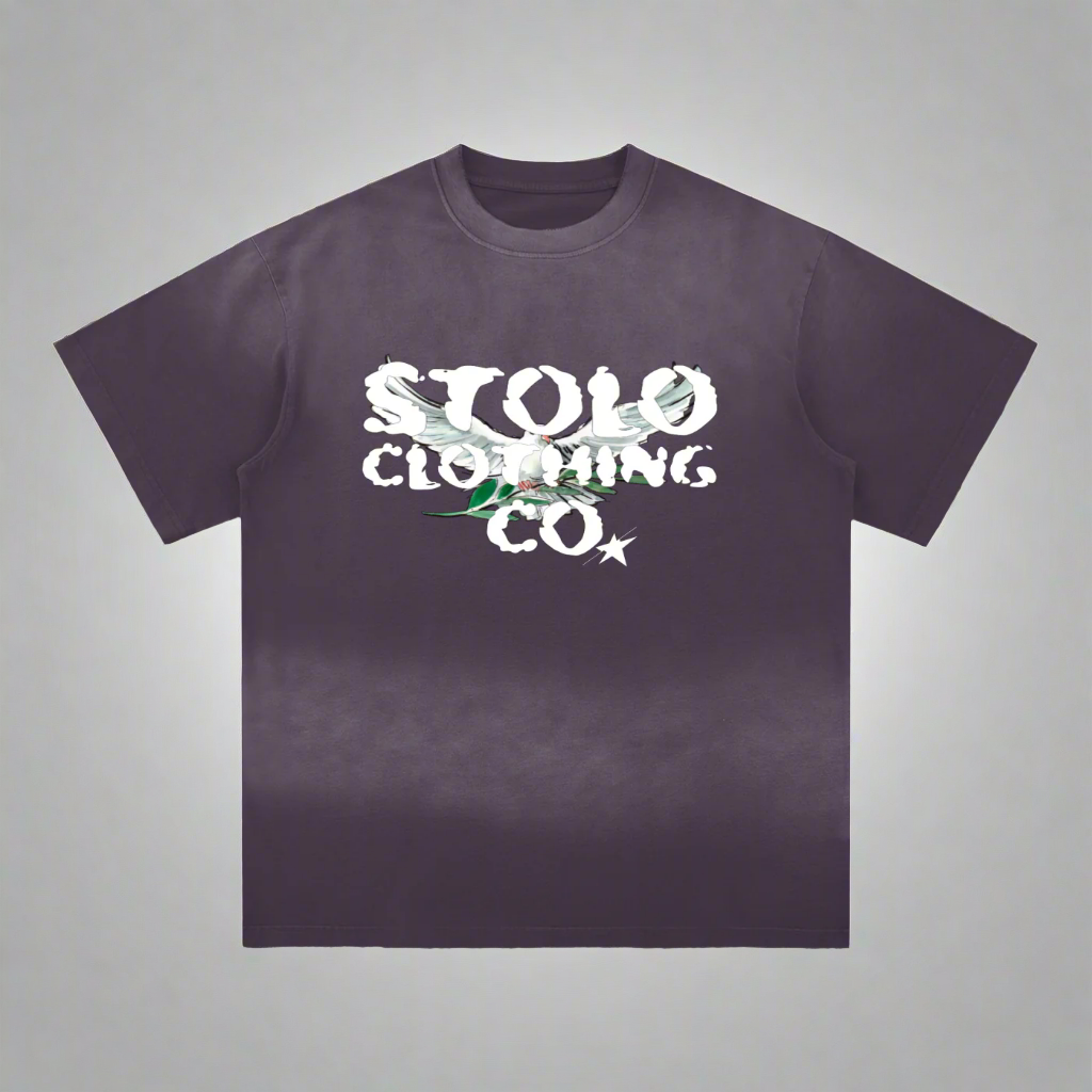 Limited Edition Stolo Clothing Co Birdies Sun Faded Hand-Frayed Cotton Tee