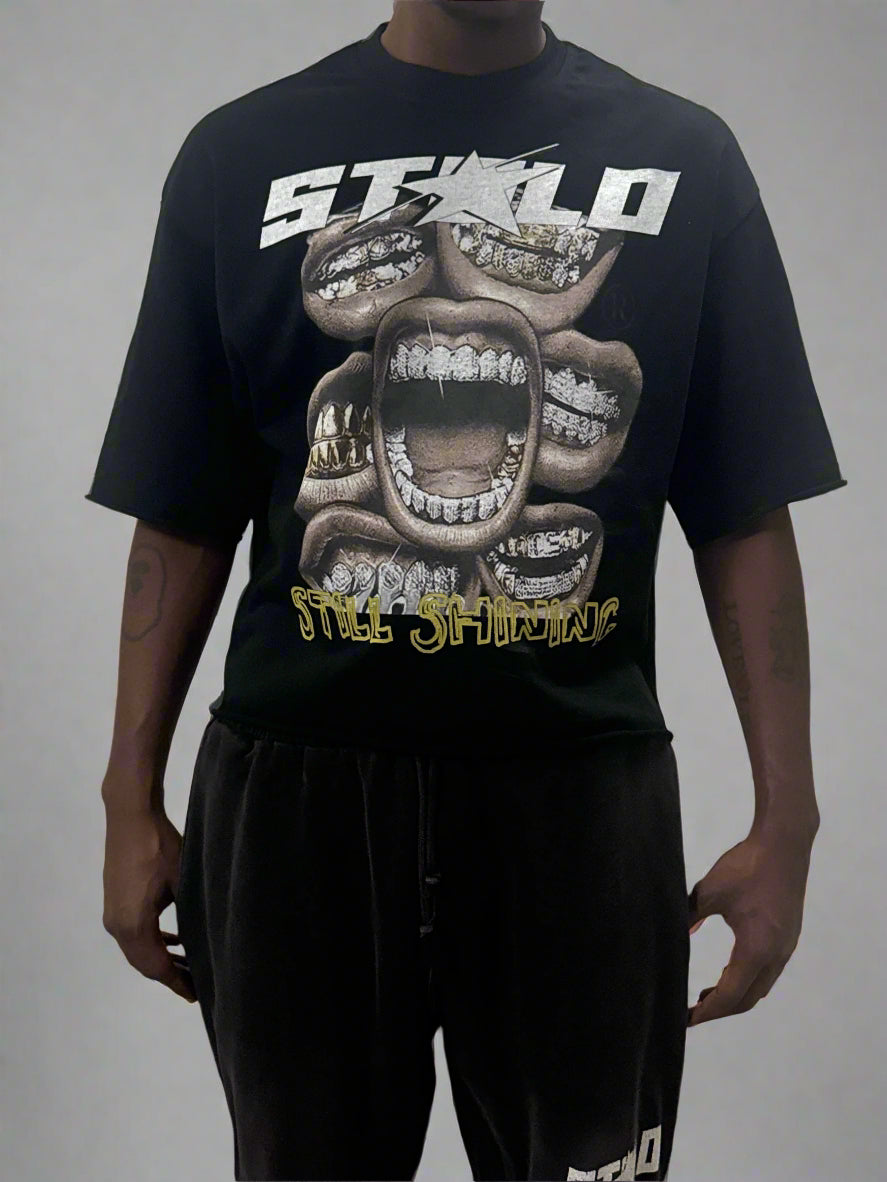Limited Editon Stolo Clothing Co STILL SHINING French Terry Raw Edge Tee