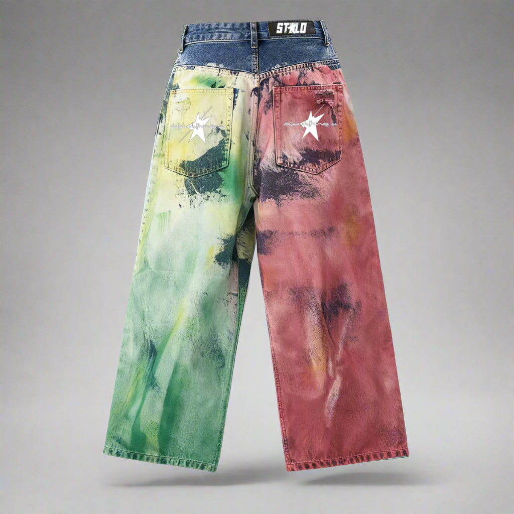 Stolo Clothing Co STARCHILD Color Splatter Baggy Straight Leg Unisex Jeans
