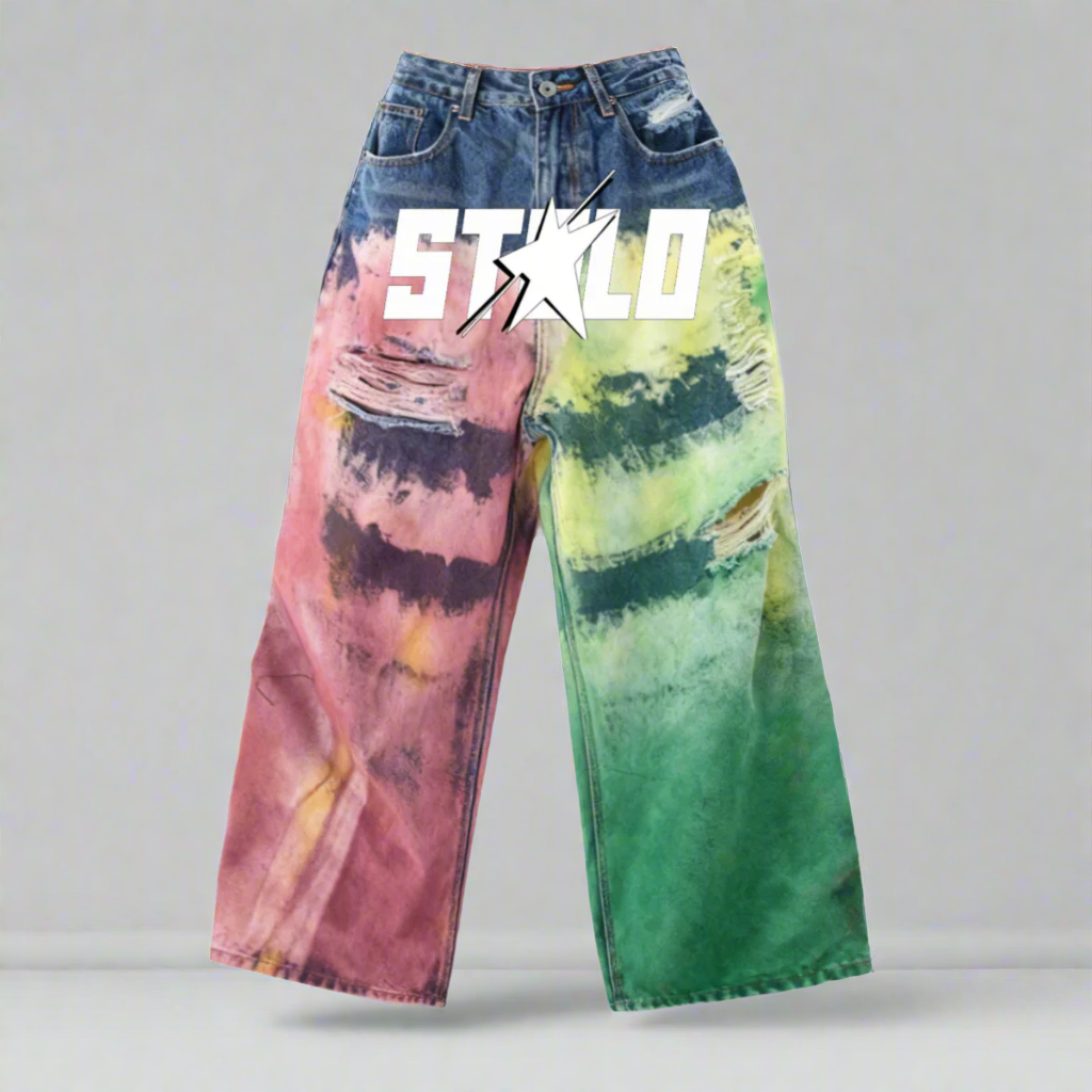 Stolo Clothing Co STARCHILD Color Splatter Baggy Straight Leg Unisex Jeans