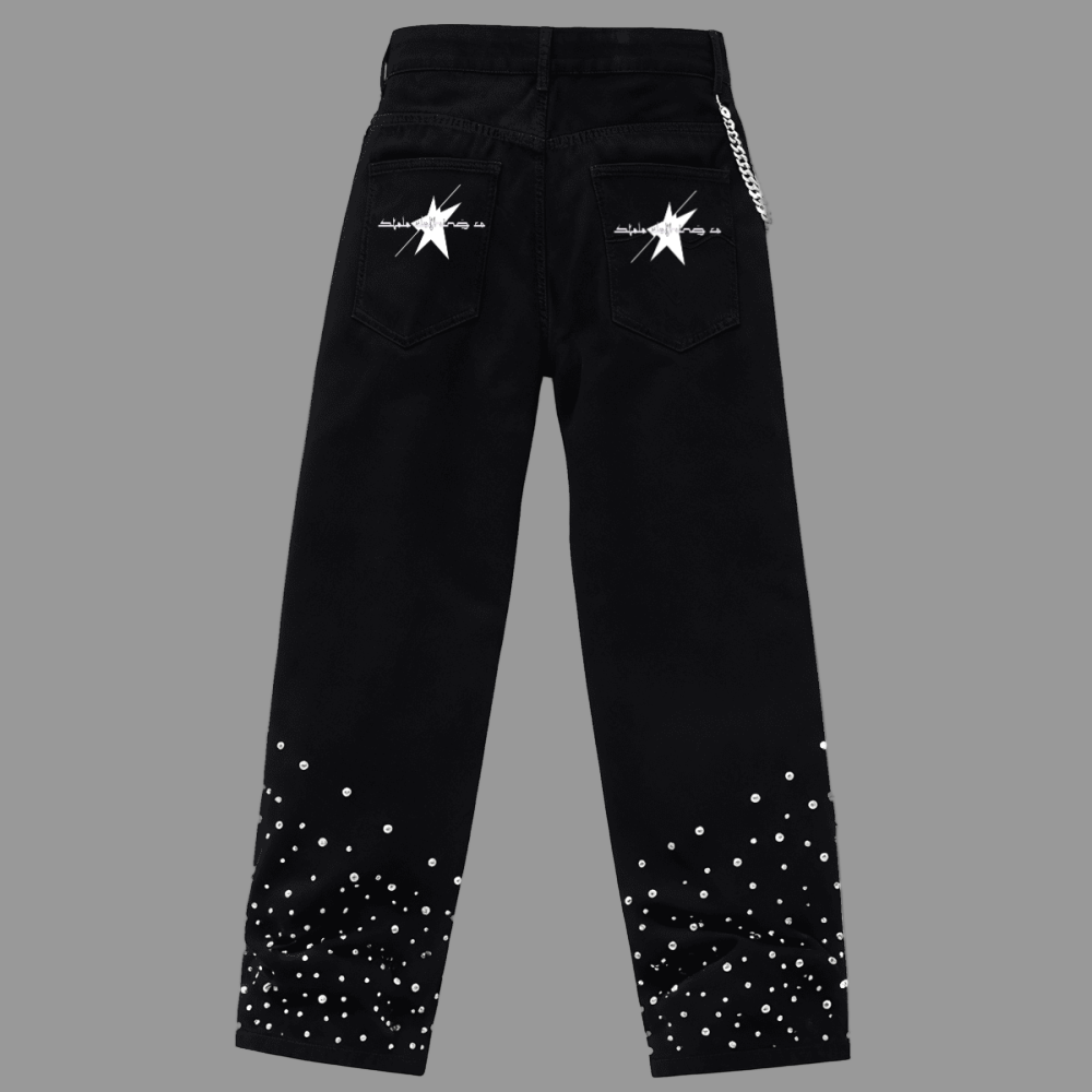Stolo Clothing Co Essential Rhinestone-Embellished Relaxed Unisex Straight-Leg Jeans
