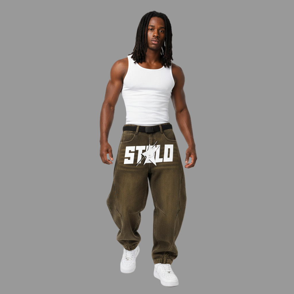 Stolo Clothing Co STARCHILD Reversed Bottom Washed Baggy Curve Blade Unisex Denim Jeans