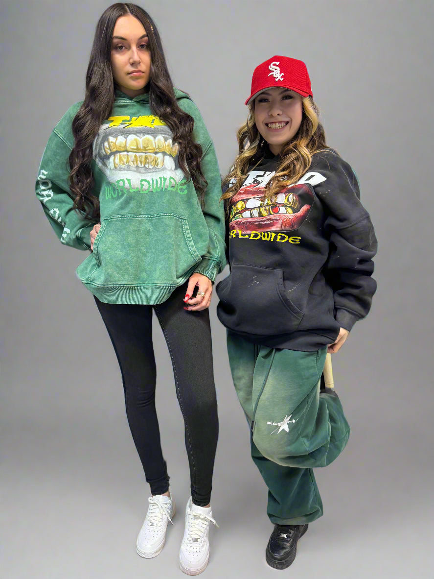 Limited Edition Stolo Clothing Co Smile Vintage Wash Frayed Fleece Hoodie