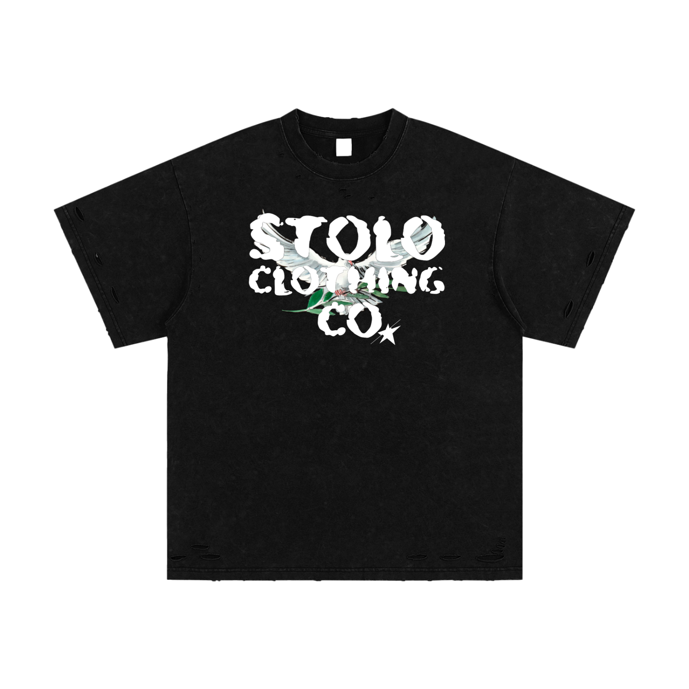 Limited Edition Stolo Clothing Co Birdies Heavyweight Snow Washed Hand-Frayed Tee