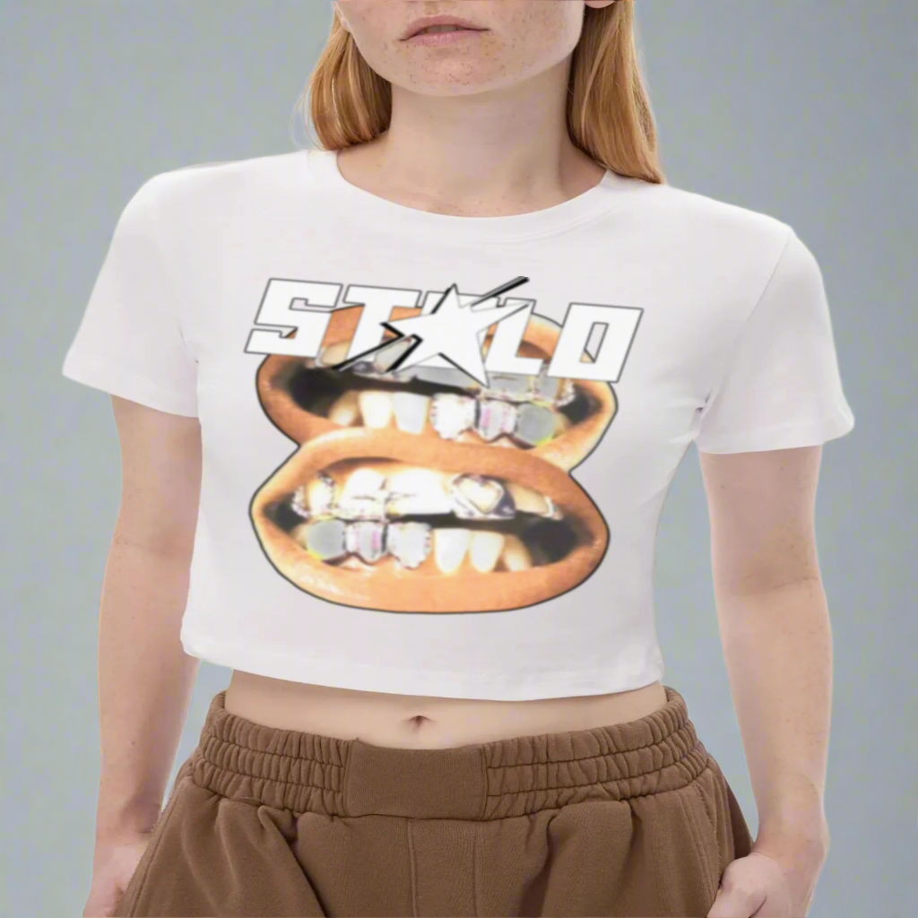 Stolo Clothing Co Double SMILE Fitted Crop Tee