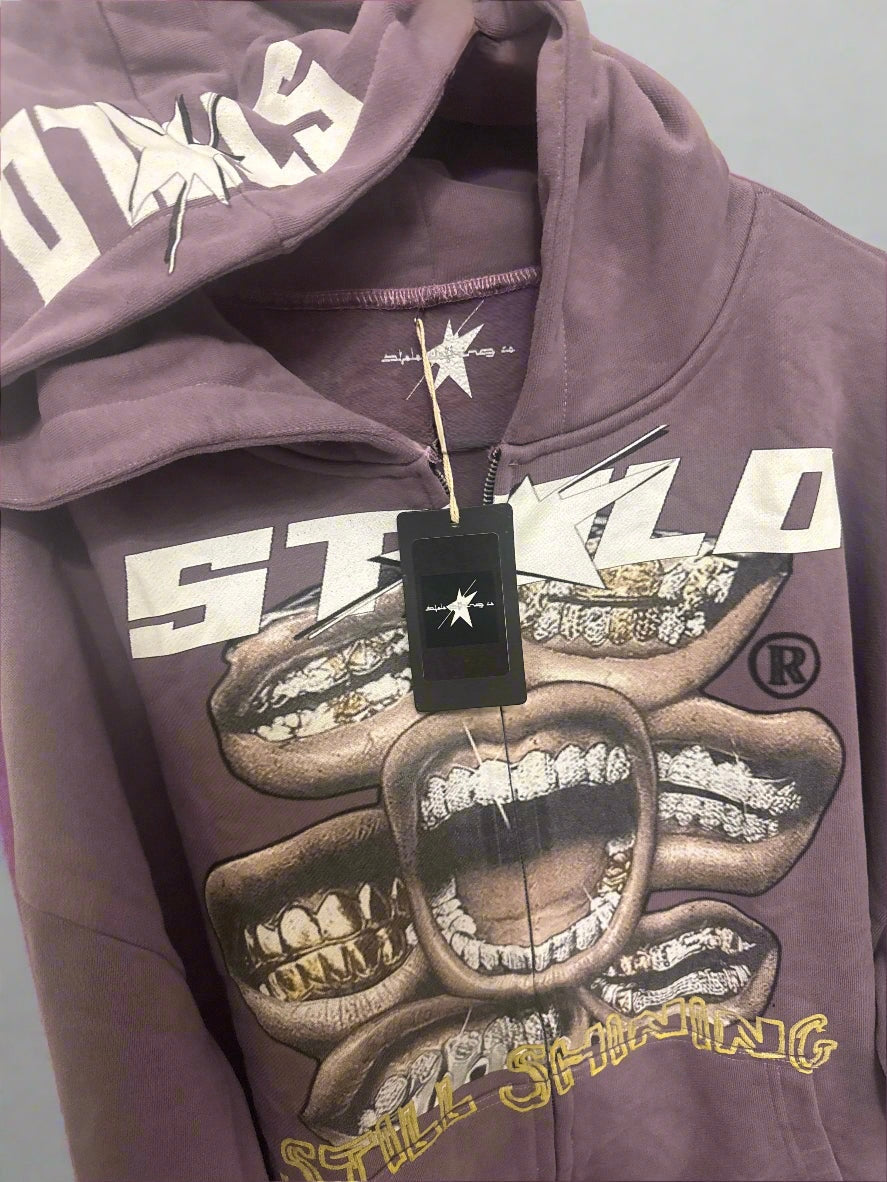 Limited Edition Stolo Clothing Co Still Shining x World Wide Cropped Double-Zip Up Hoodie