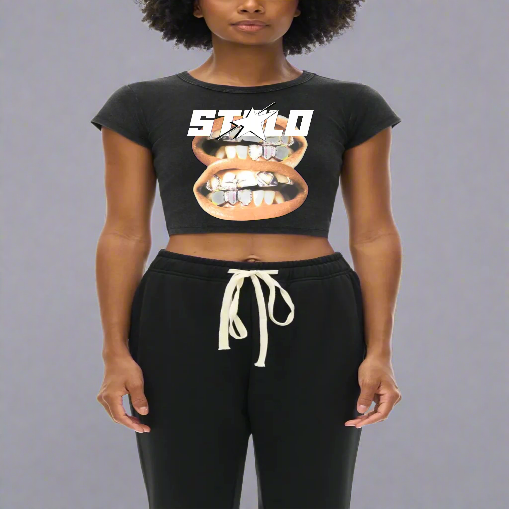 Stolo Clothing Co Double SMILE Fitted Crop Tee