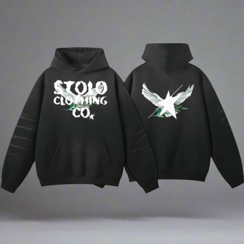 Stolo Clothing Co Birdies Monkey Washed Dyed Fleece Hoodie (BLACK)