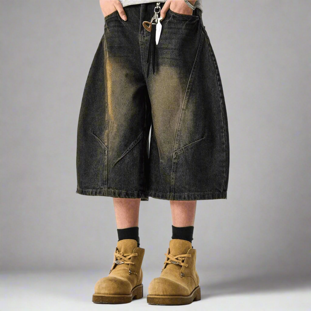 Stolo Clothing Co Essential Unisex Wide-Leg Curved Blade Denim Shorts (JORTS)