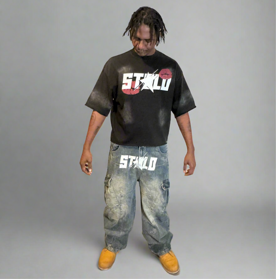 Stolo Clothing Co LUV U Sun Faded French Terry Raw Edge Tee