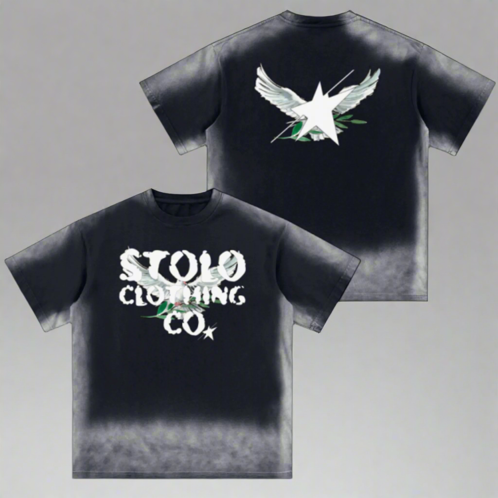 Limited Edition Stolo Clothing Co Birdies Ice Washed Drop Shoulder Tee