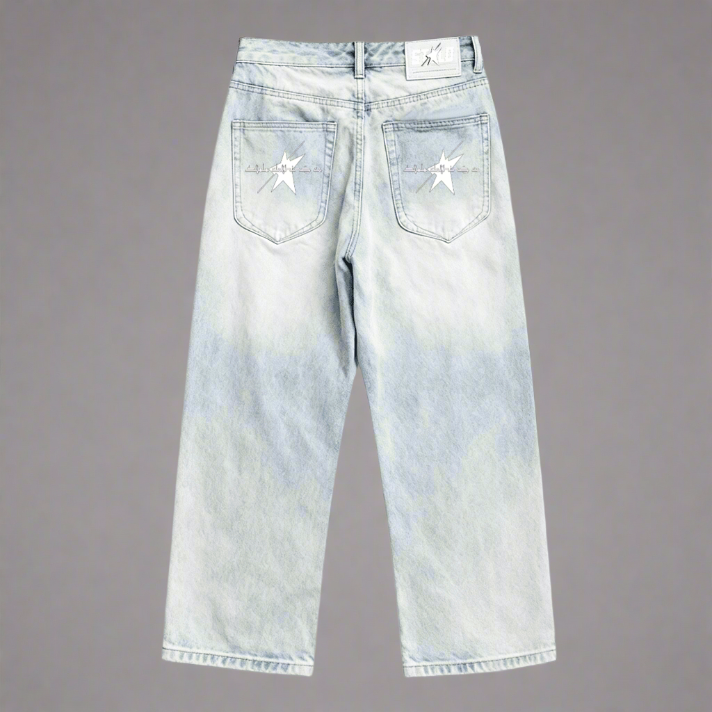 Stolo Clothing Co Essential Baggy Faded Blue Denim Jeans