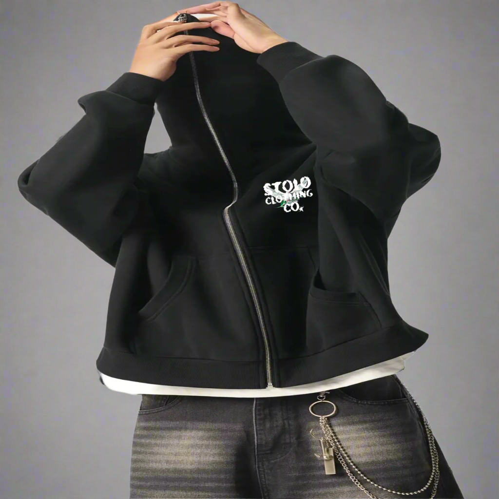Stolo Clothing Co Birdies Fleece Full Zip-Up Boxy Hoodie
