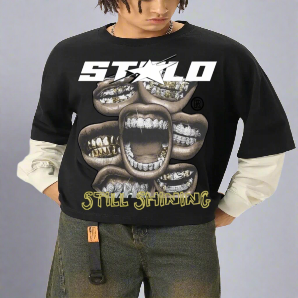 Stolo Clothing Co Still Shining Reversed Double Layered Cotton Tee