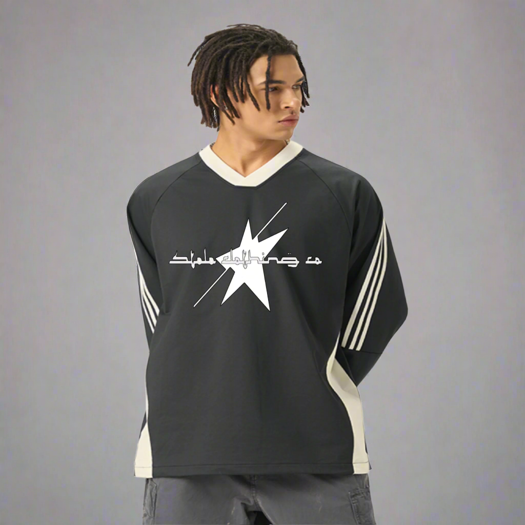 Stolo Clothing Co Essentials V-Neck Color Block Long-Sleeve Tee