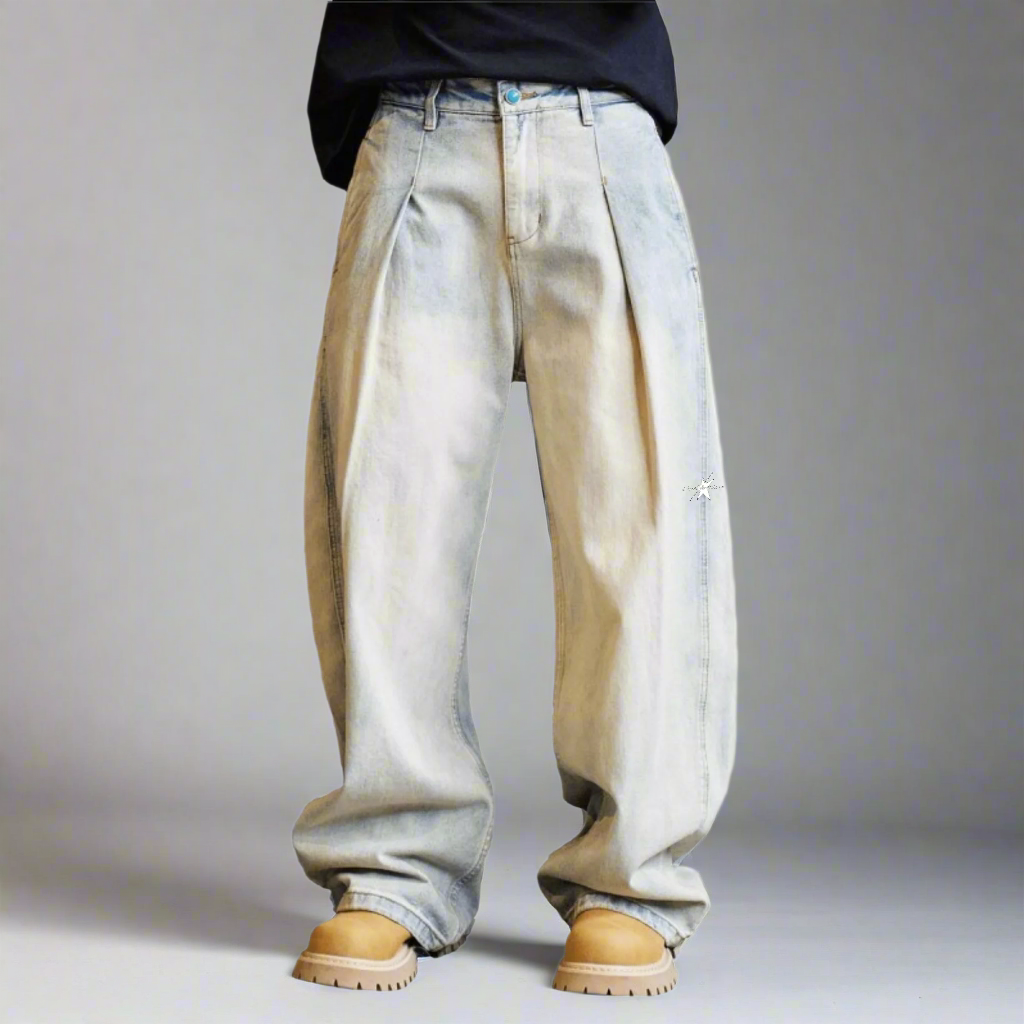 Stolo Clothing Co Essential Baggy Faded Blue Denim Jeans