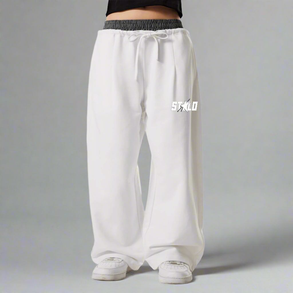 Stolo Clothing Co STARCHILD Double Waist Band Baggy Sweatpants With Plaid Boxers