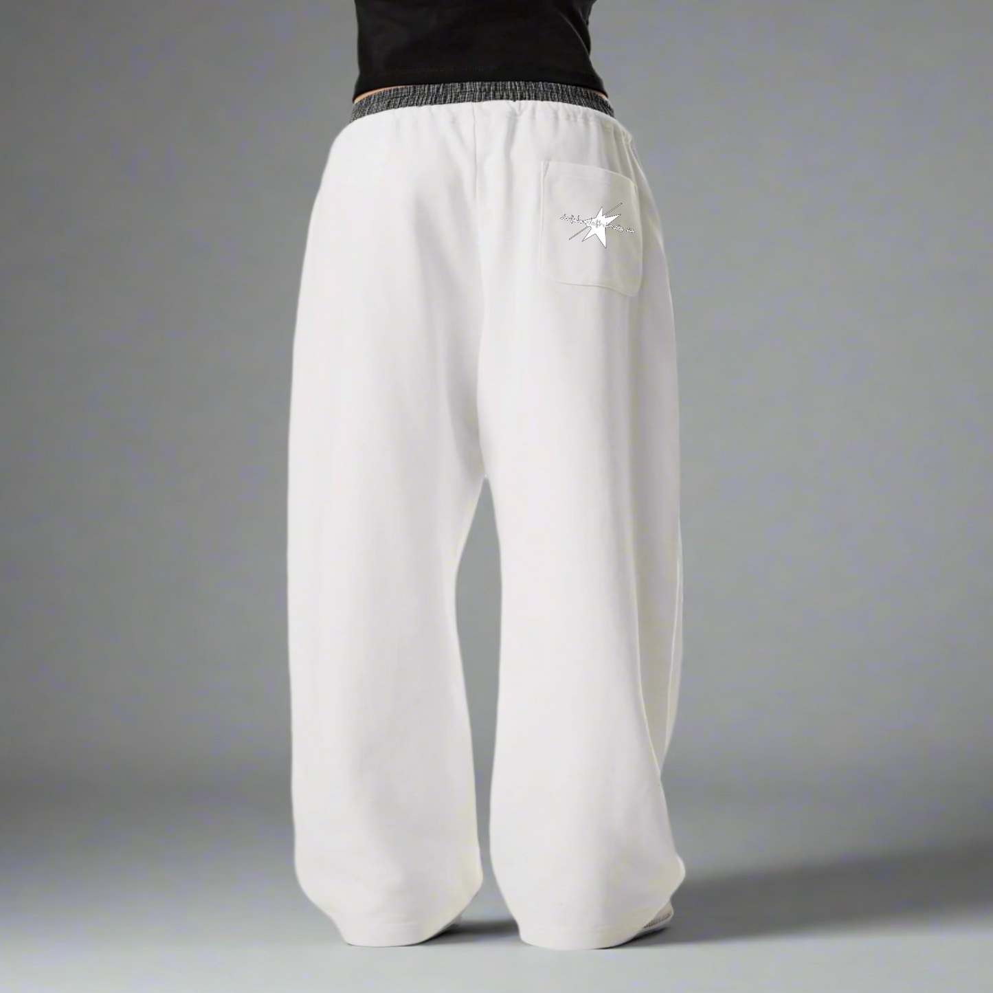 Stolo Clothing Co STARCHILD Double Waist Band Baggy Sweatpants With Plaid Boxers