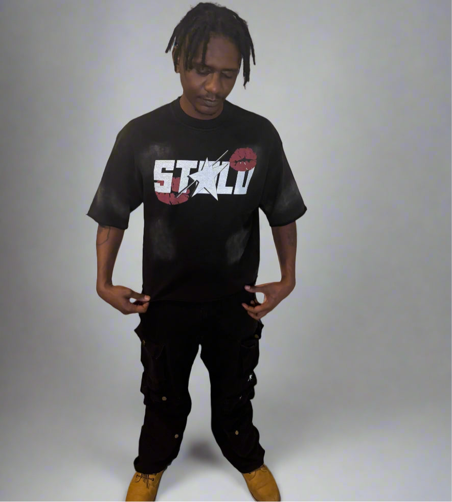 Stolo Clothing Co LUV U Sun Faded French Terry Raw Edge Tee