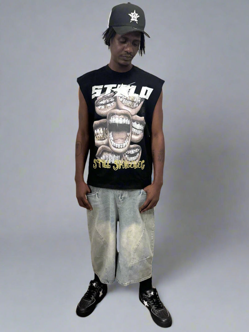 Limited Edition Stolo Clothing Co STILL SHINNING Raw Edge Cotton Tank Top Tee