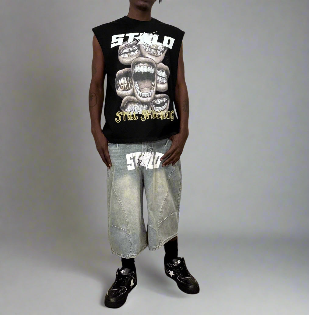 Limited Edition Stolo Clothing Co STILL SHINNING Raw Edge Cotton Tank Top Tee
