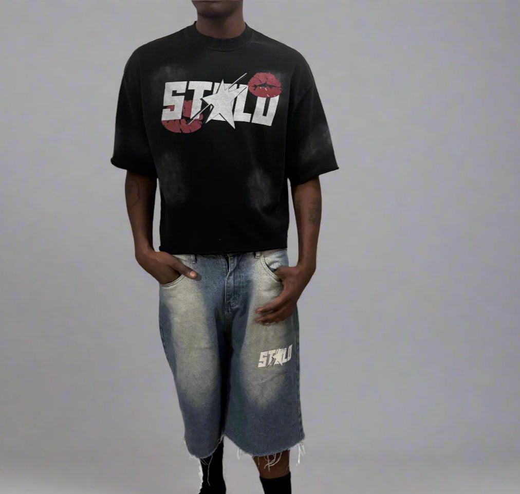 Stolo Clothing Co LUV U Sun Faded French Terry Raw Edge Tee