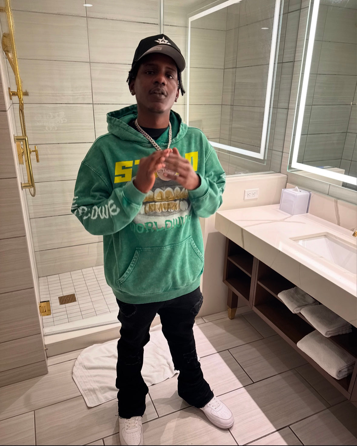 Limited Edition Stolo Clothing Co NOLA SMILE X World Wide Oversized Sun Faded Hoodie