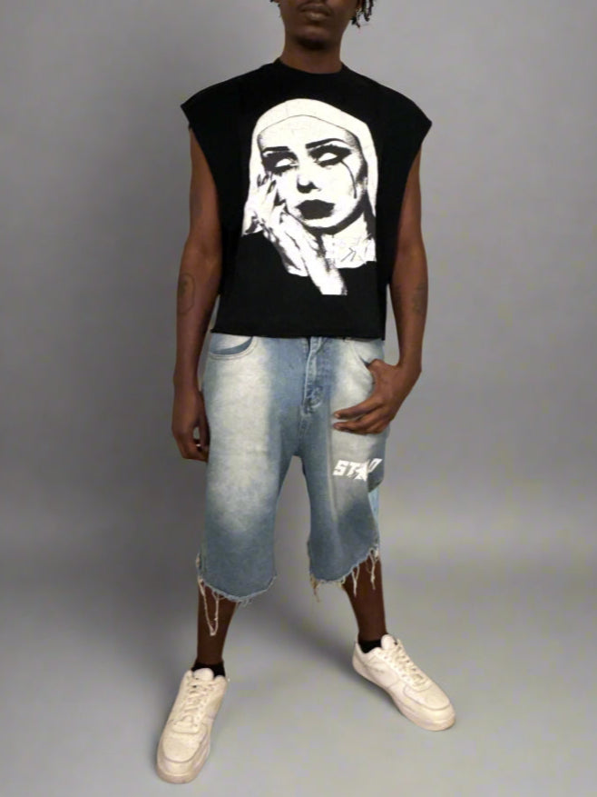 Stolo Clothing Co EVIL NUN French Terry Boxy Tank Top Tee
