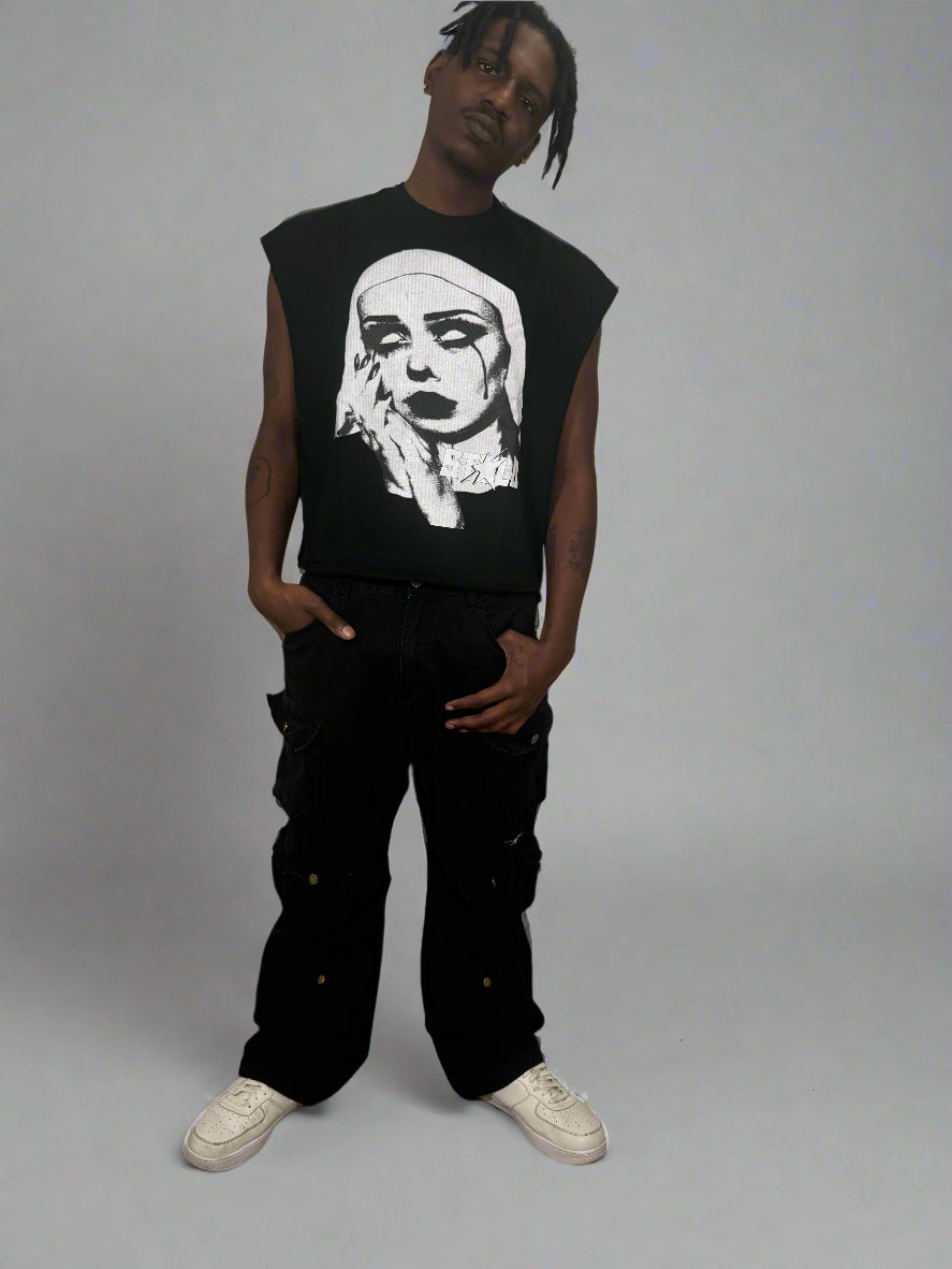 Stolo Clothing Co EVIL NUN French Terry Boxy Tank Top Tee