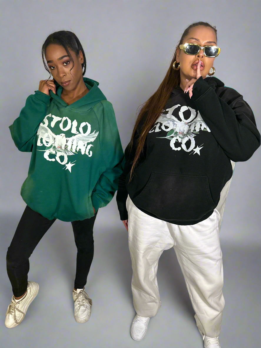 Stolo Clothing Co Birdies Monkey Washed Dyed Fleece Hoodie (BLACK)