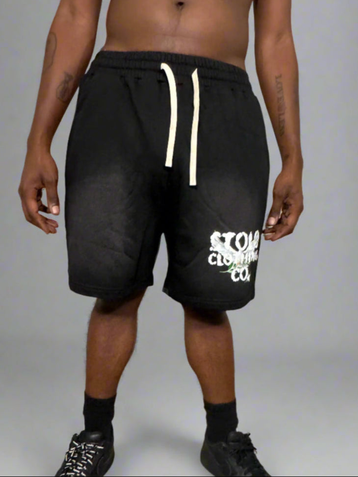 Stolo Clothing Co Birdies Sun Faded Raw Edge Cotton Shorts