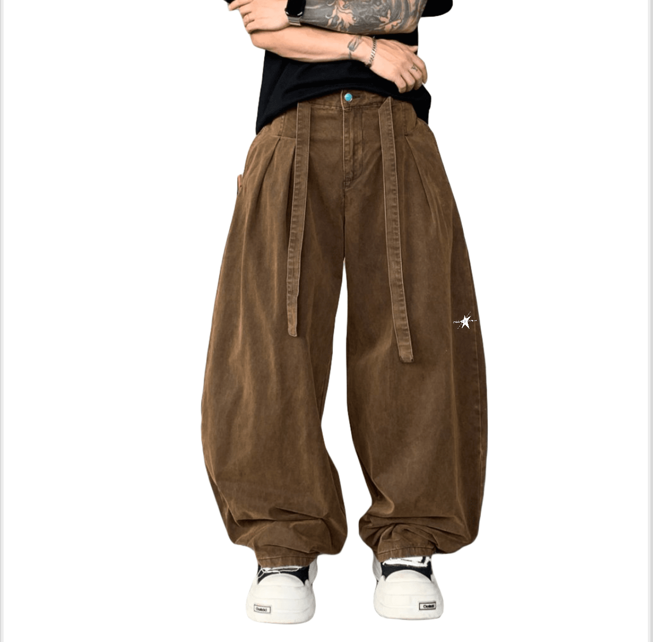 Stolo Clothing Co LOGO Unisex Baggy Brown Curve Blade Denim Jeans