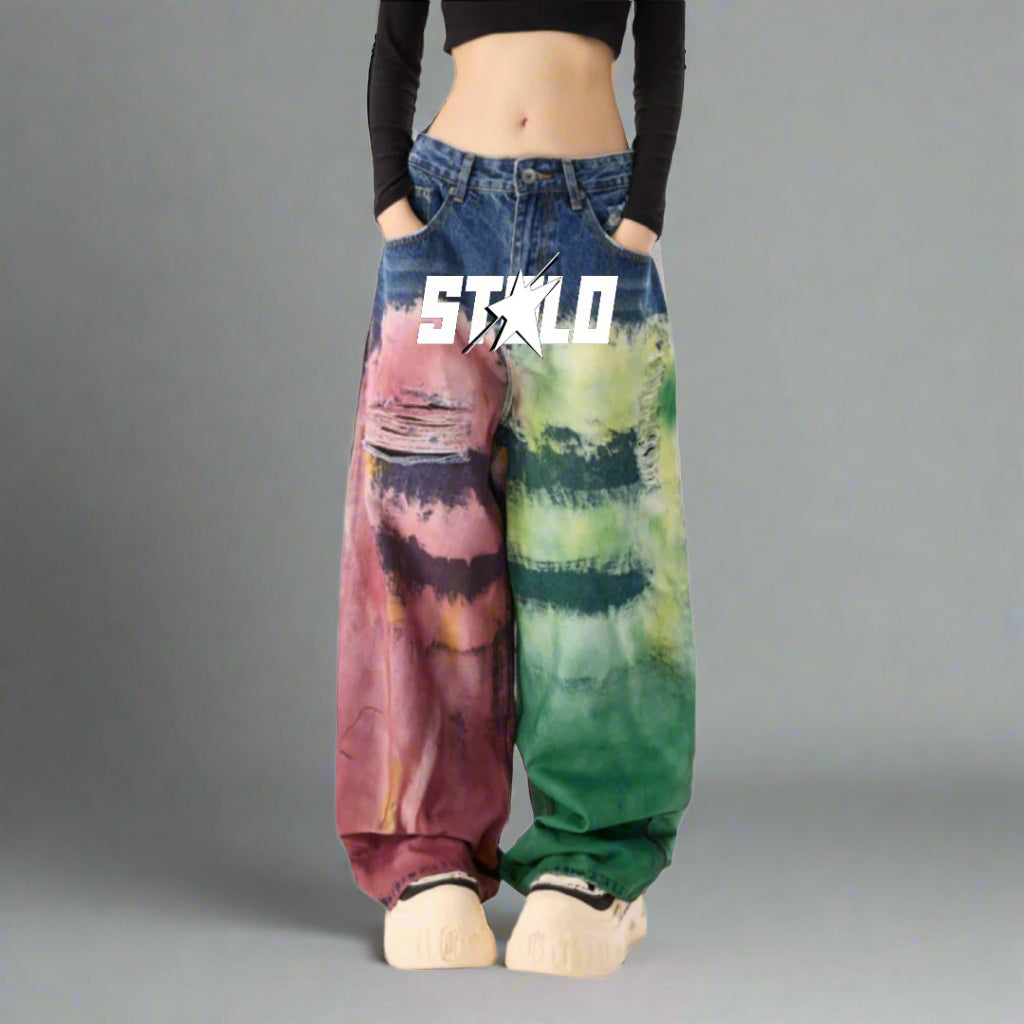 Stolo Clothing Co STARCHILD Color Splatter Baggy Straight Leg Unisex Jeans
