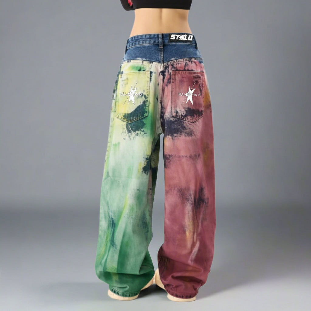 Stolo Clothing Co STARCHILD Color Splatter Baggy Straight Leg Unisex Jeans