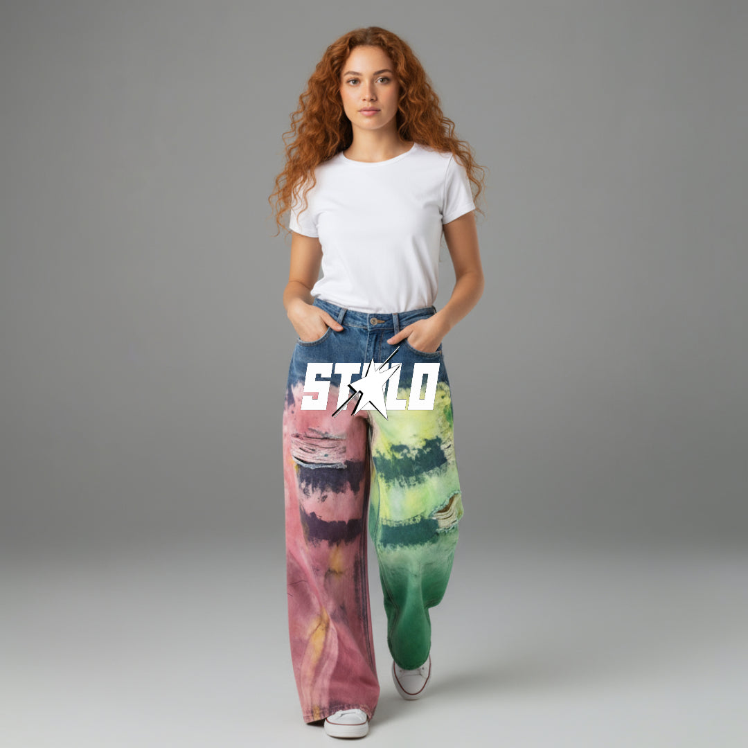 Stolo Clothing Co STARCHILD Color Splatter Baggy Straight Leg Unisex Jeans