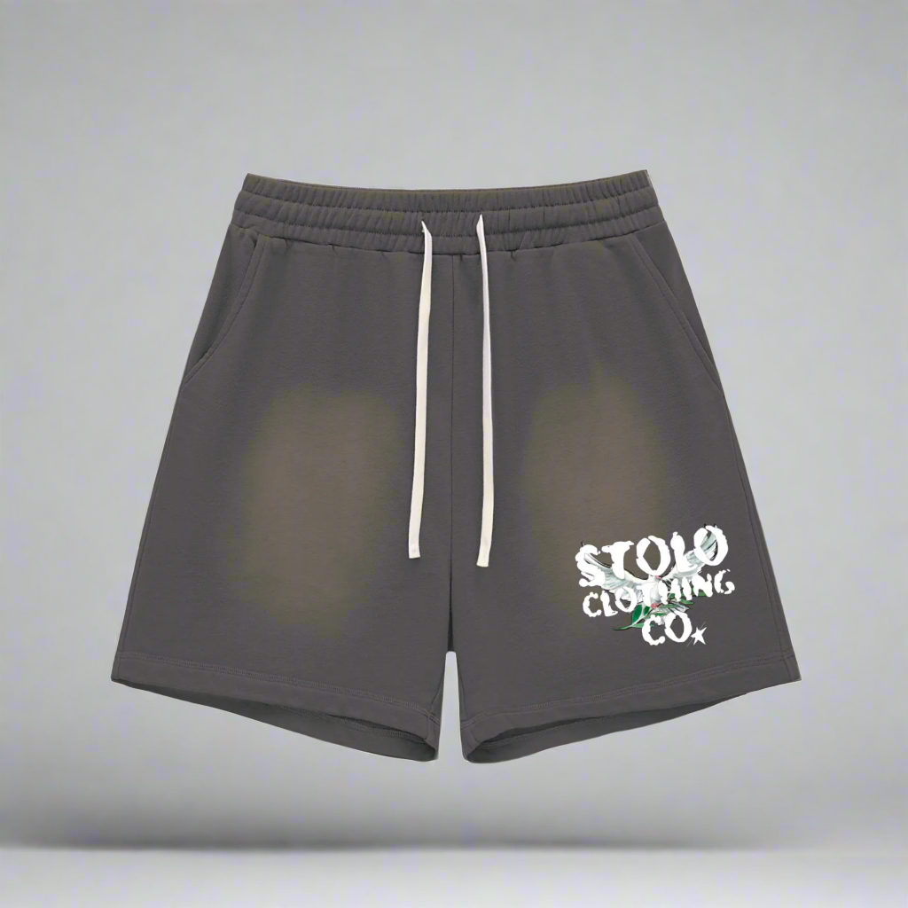 Stolo Clothing Co Birdies Sun Faded Raw Edge Cotton Shorts
