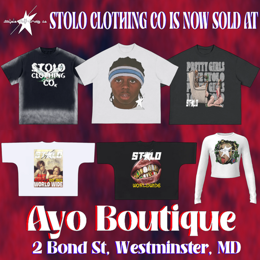 STOLO CLOTHING CO IS NOW SOLD AT AYO BOUTIQUE IN BALTAMORE