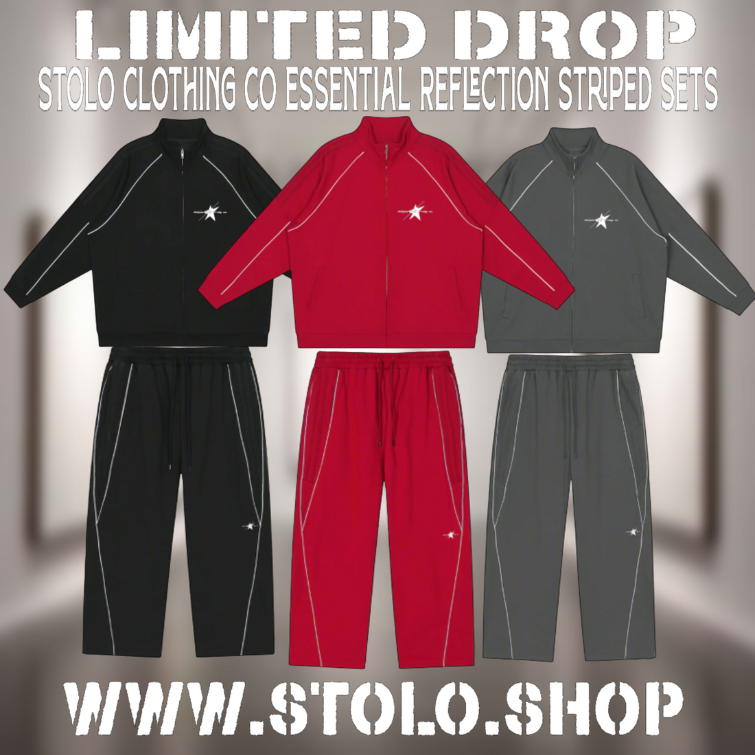 Limited Drop ! Stolo Clothing Co's Essential Reflection Striped Raglan Sets !