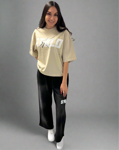 Stolo Clothing Co STARCHILD Pure Cotton Handcrafted Monkey Wash Baggy Sweatpants [ BLACK & BLUE ]