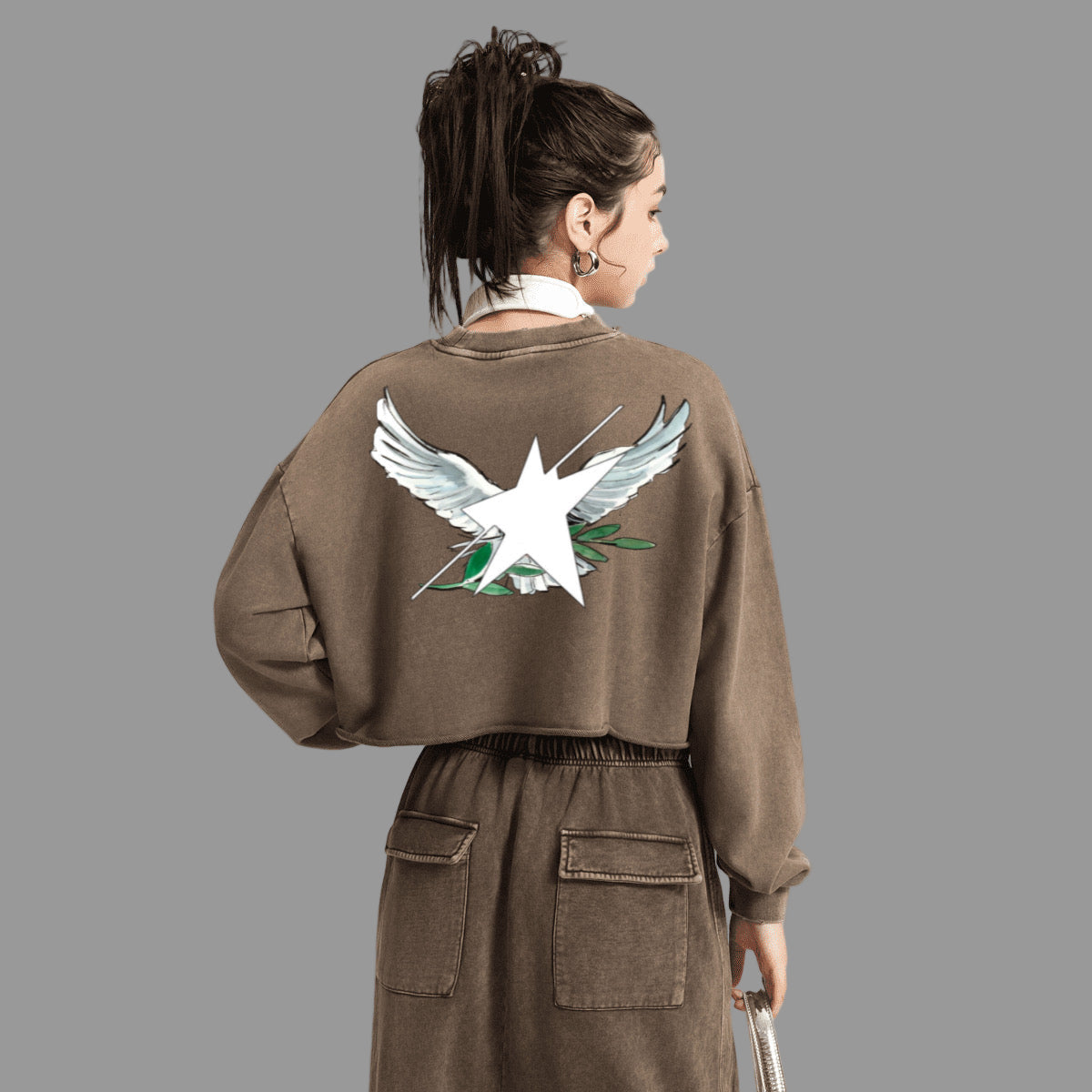 Stolo Clothing Co Birdies Washed Raw-Edge Cropped Heavyweight Tee