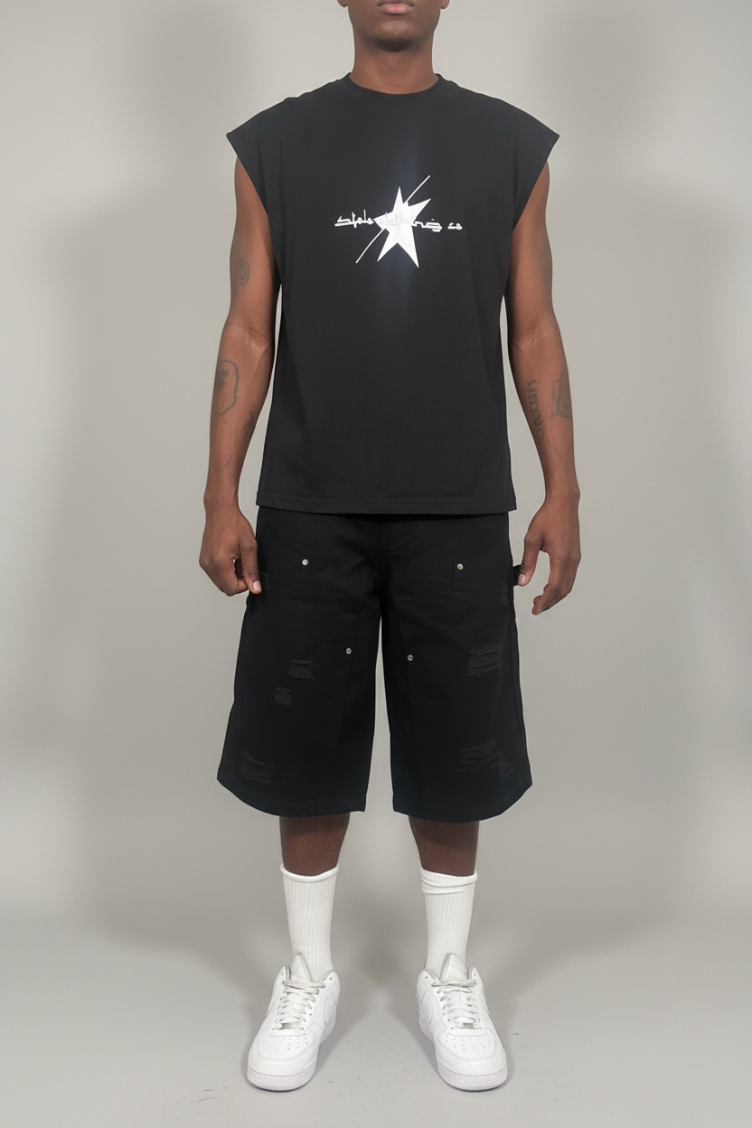 Stolo Clothing Co LOGO Spliced Panel Tank Top Tee (220 GSM)