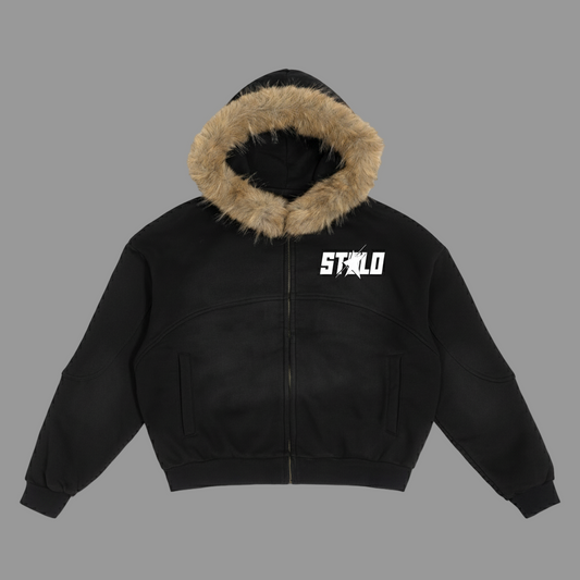 Stolo Clothing Co STARCHILD Sun Faded Boxy Detachable Fur Hoodie