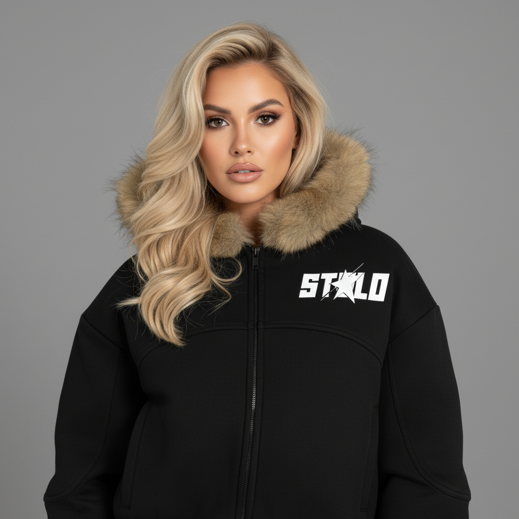 Stolo Clothing Co STARCHILD Sun Faded Boxy Detachable Fur Hoodie