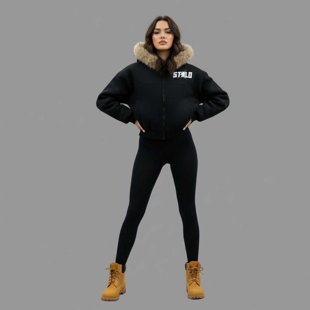 Stolo Clothing Co STARCHILD Sun Faded Boxy Detachable Fur Hoodie