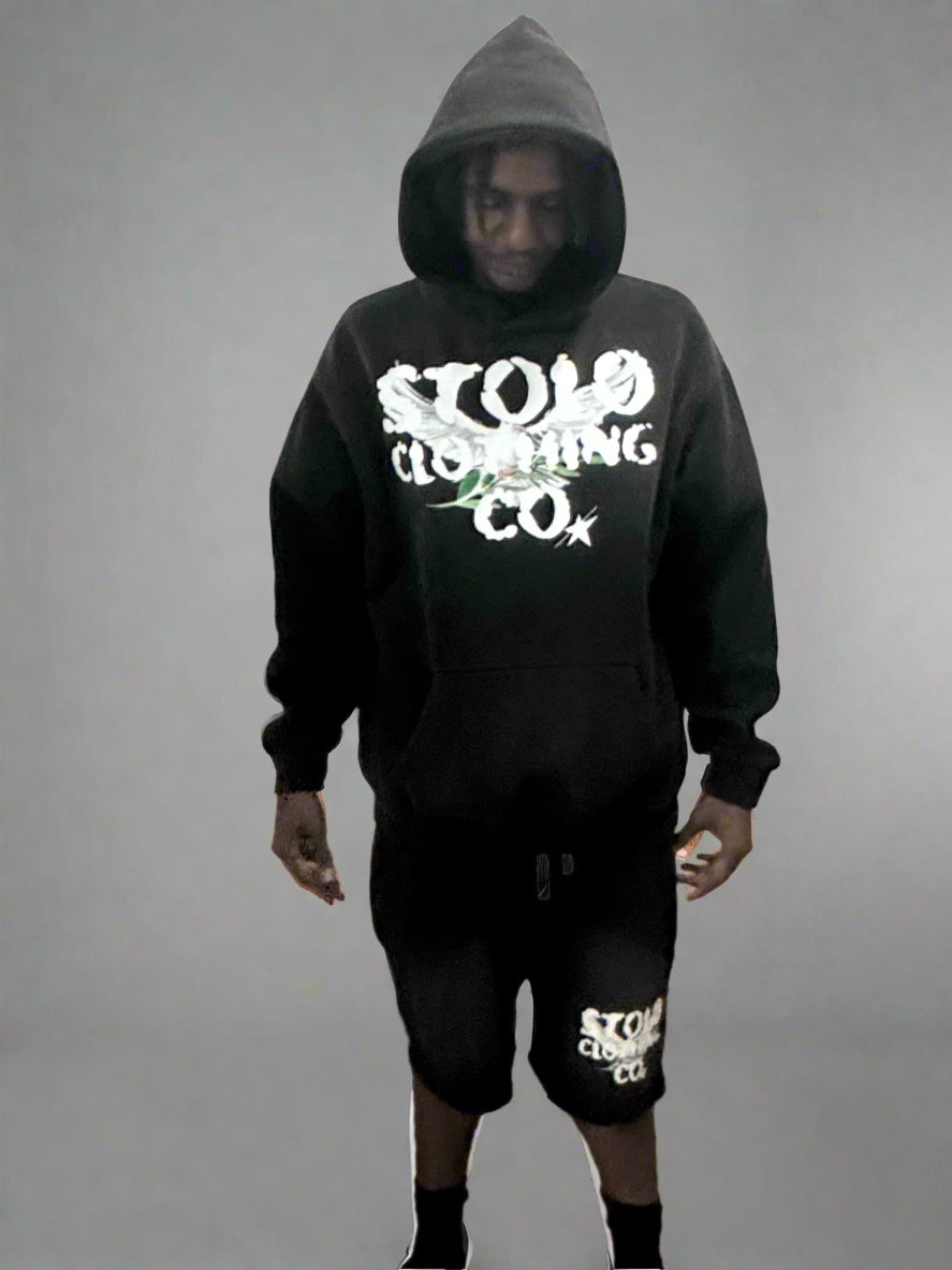 Stolo Clothing Co Birdies Monkey Washed Dyed Fleece Hoodie (BLACK)