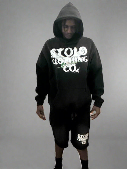 Stolo Clothing Co Birdies Monkey Washed Dyed Fleece Hoodie (BLACK)