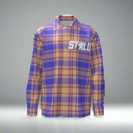 Stolo Clothing Co STARCHILD Blue & Orange Flannel Long Sleeve Shirt