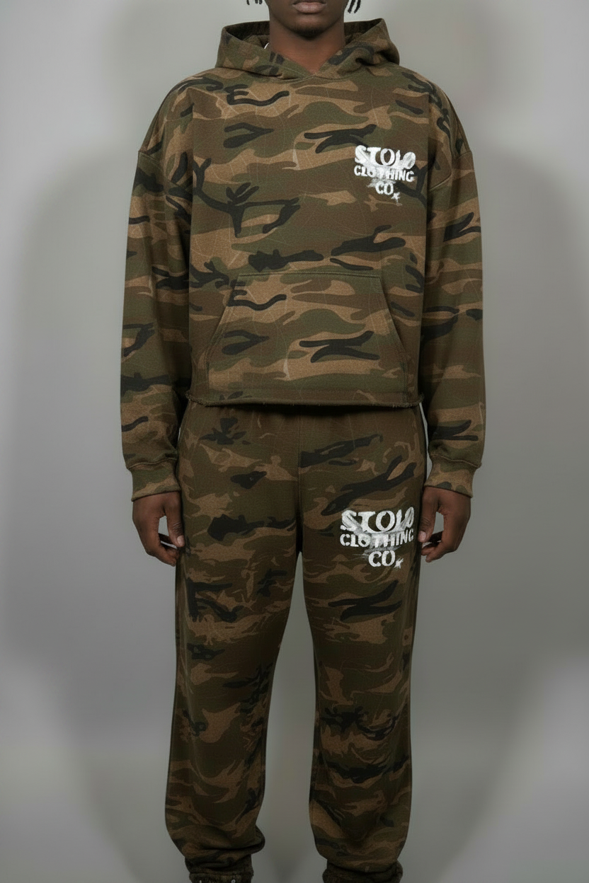 Stolo Clothing Co BIRDIES Camo Wide Leg Curve Blade Sweatpants (400GSM)