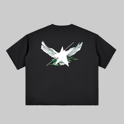 Stolo Clothing Co Birdies Minimalistic Boxy Frayed-Sleeve Raw-Edge Tee
